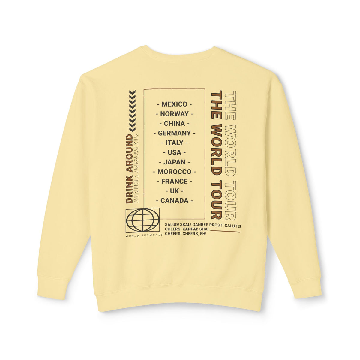 Drink Around the World Tour Unisex Lightweight Comfort Colors Crewneck Sweatshirt