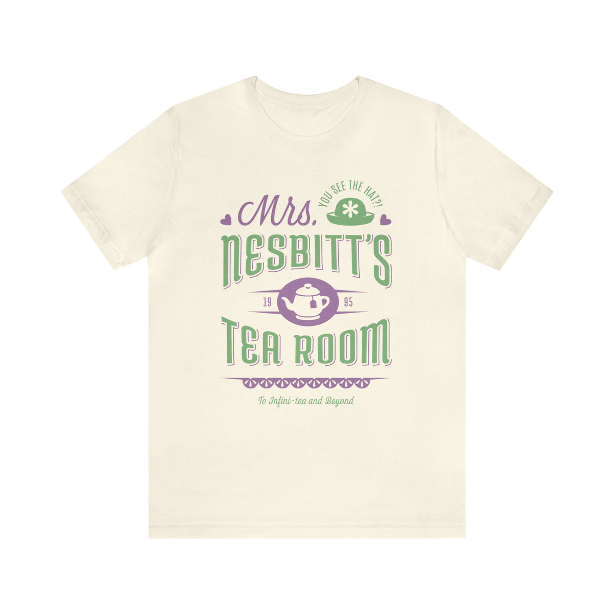 Mrs. Nesbitt’s Tea House Mint & Lavender Bella Canvas Unisex Jersey Short Sleeve Tee