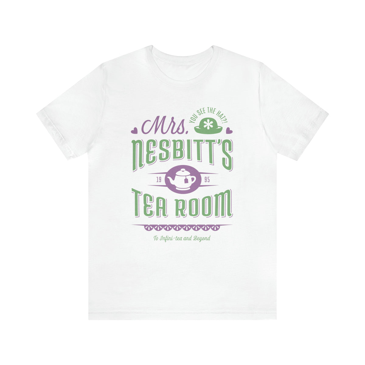 Mrs. Nesbitt’s Tea House Mint & Lavender Bella Canvas Unisex Jersey Short Sleeve Tee