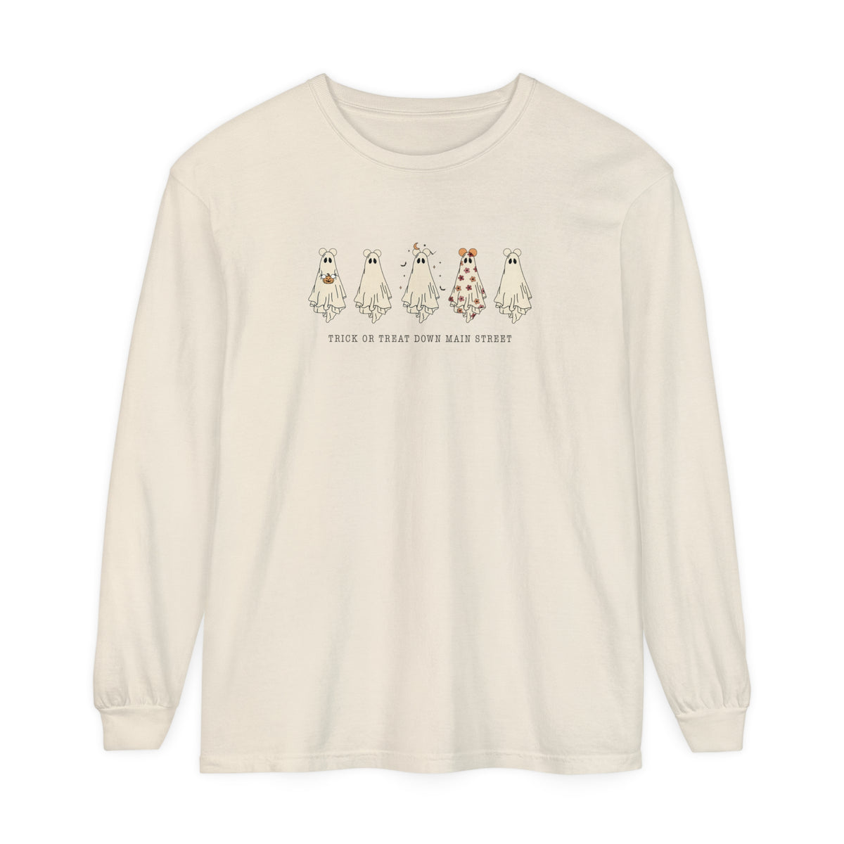 Trick or Treat Down Main Street Comfort Colors Unisex Garment-dyed Long Sleeve T-Shirt