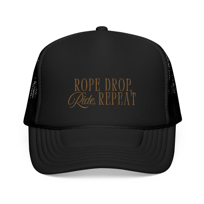 Rope Drop Ride Repeat Foam Trucker Hat - Perfect for Theme Park Lovers