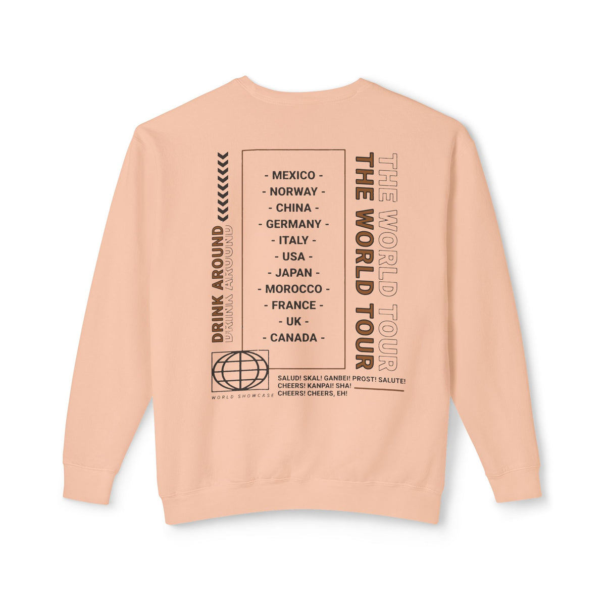 Drink Around the World Tour Unisex Lightweight Comfort Colors Crewneck Sweatshirt