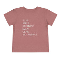 Frozen Character Names Bella Canvas Toddler Short Sleeve Tee