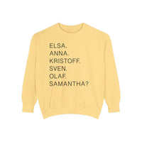 Frozen Character Names Comfort Colors Unisex Garment-Dyed Sweatshirt