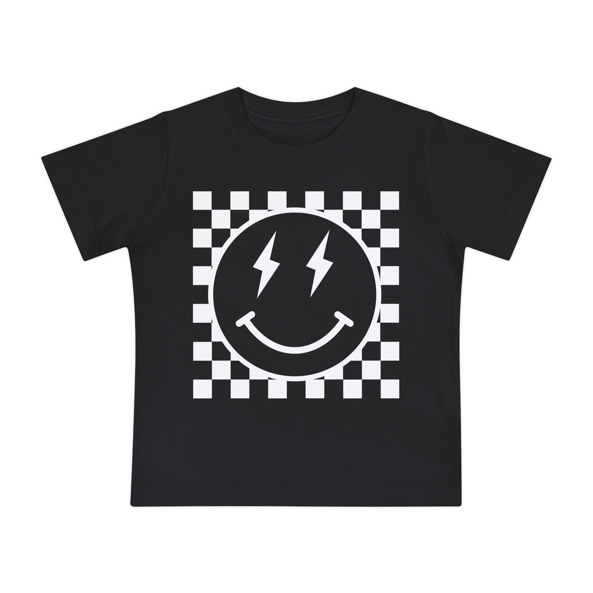 Retro Checkered Smile Bella Canvas Baby Short Sleeve T-Shirt