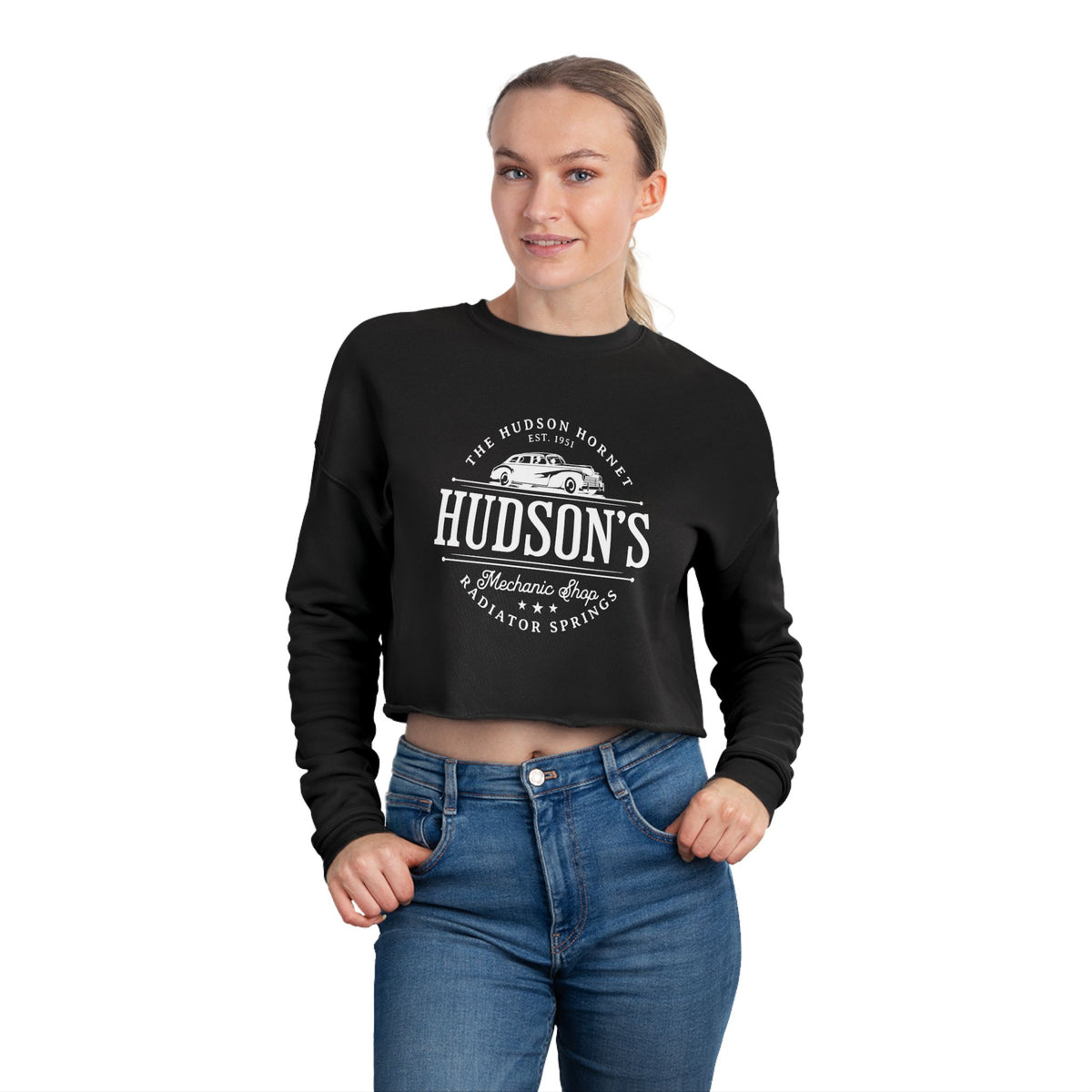 Hudson's Mechanic Shop Women's Bella Canvas Cropped Sweatshirt