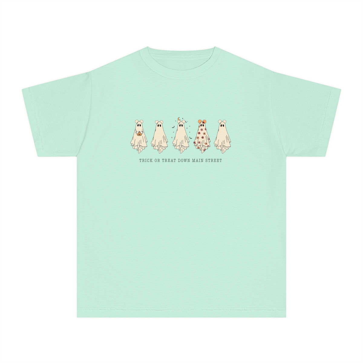 Trick or Treat Down Main Street Comfort Colors Youth Midweight Tee