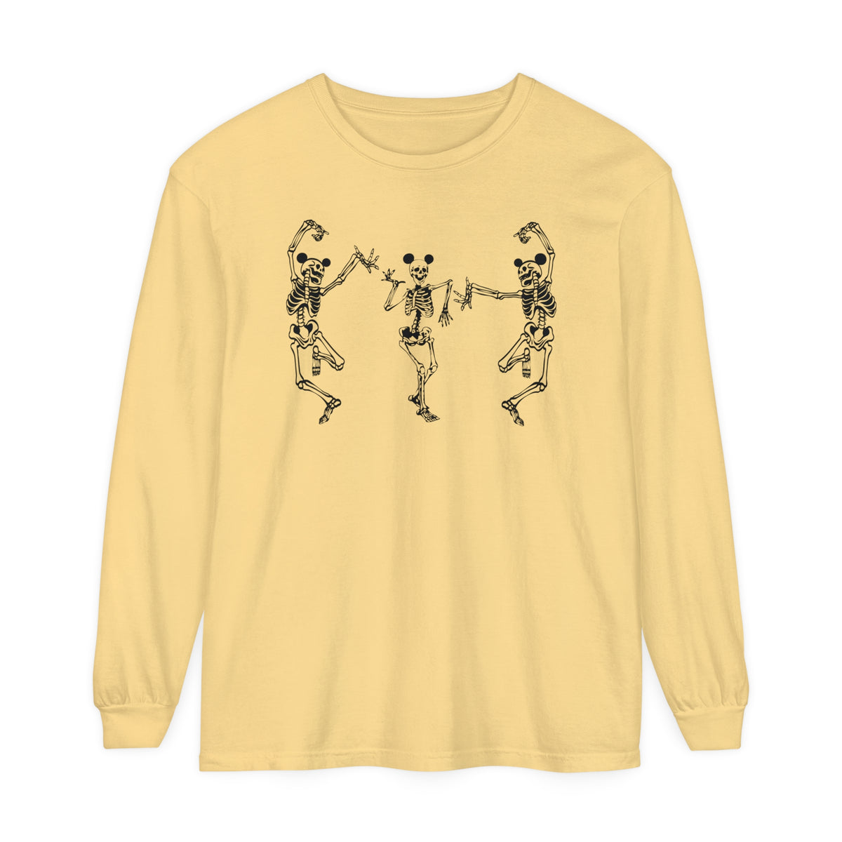 Dancing Skeletons with Ears Comfort Colors Unisex Garment-dyed Long Sleeve T-Shirt