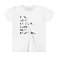 Frozen Character Names Bella Canvas Youth Short Sleeve Tee