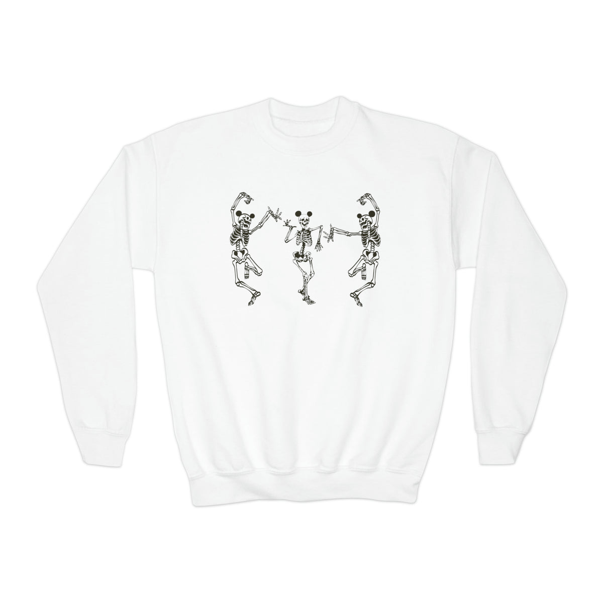 Dancing Skeletons with Ears Gildan Youth Crewneck Sweatshirt