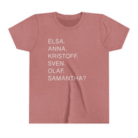 Frozen Character Names Bella Canvas Youth Short Sleeve Tee