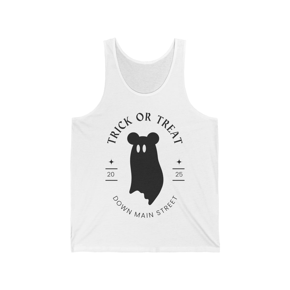 Trick or Treat Down Main Street Unisex Jersey Tank