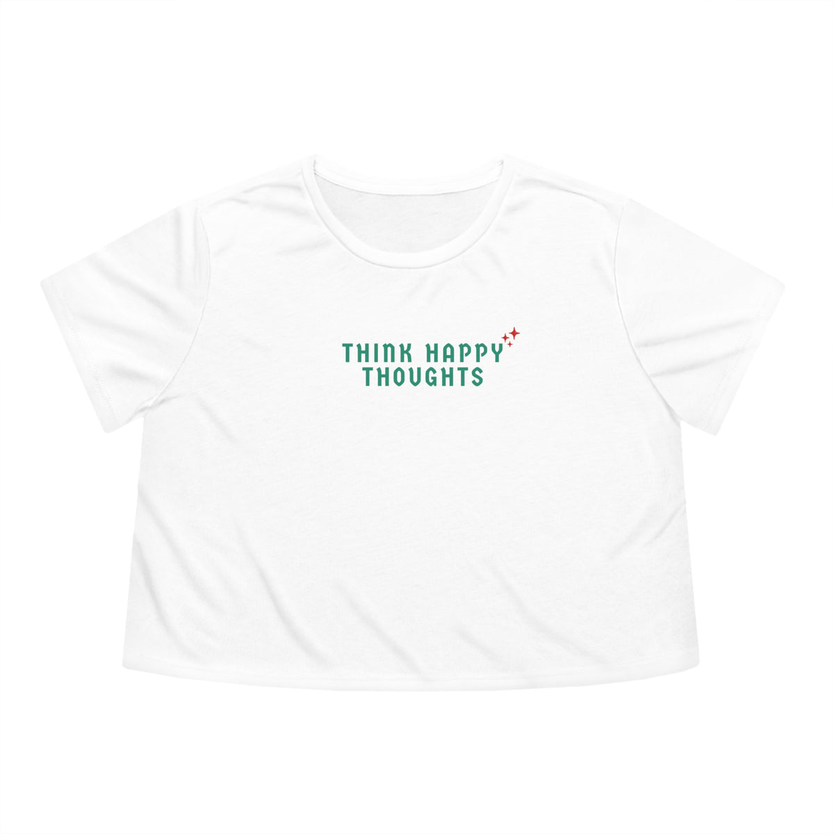 Think Happy Thoughts Bella Canvas Women's Flowy Cropped Tee