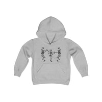 Dancing Skeletons with Ears Gildan Youth Heavy Blend Hooded Sweatshirt