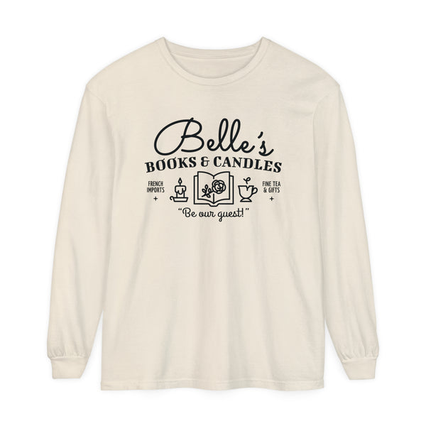 Belle’s Books & Candles Comfort Colors Unisex Garment-dyed Long Sleeve T-Shirt