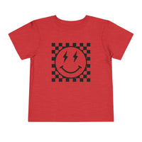 Retro Checkered Smile Bella Canvas Toddler Short Sleeve Tee