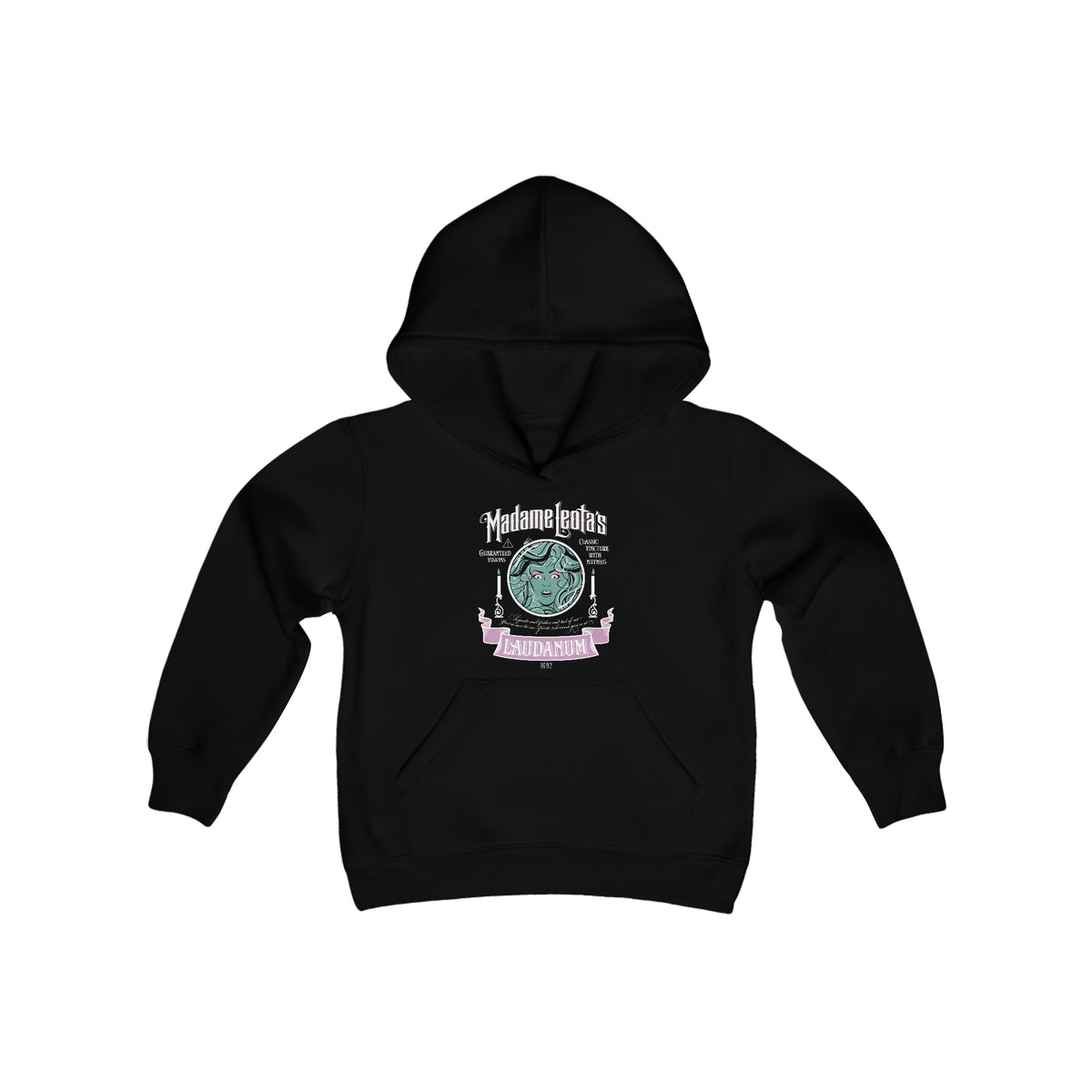 Madame Leota’s Laudanum Teal Gildan Youth Heavy Blend Hooded Sweatshirt