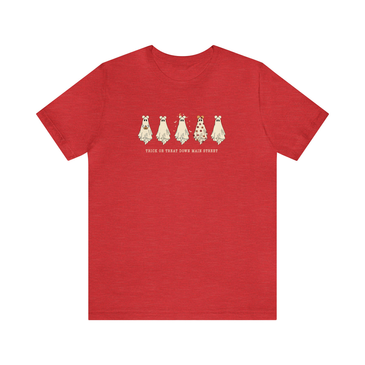 Trick or Treat Down Main Street Unisex Jersey Short Sleeve Tee