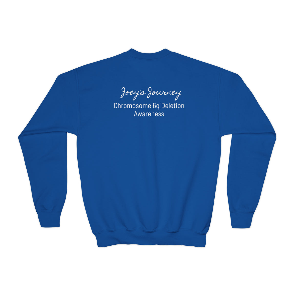 Joey's Journey Chromosome 6q Deletion Awareness Gildan Youth Crewneck Sweatshirt