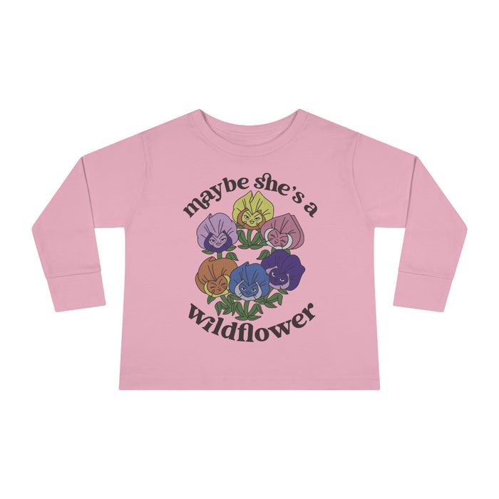 Maybe She’s A Wildflower Rabbit Skins Toddler Long Sleeve Tee