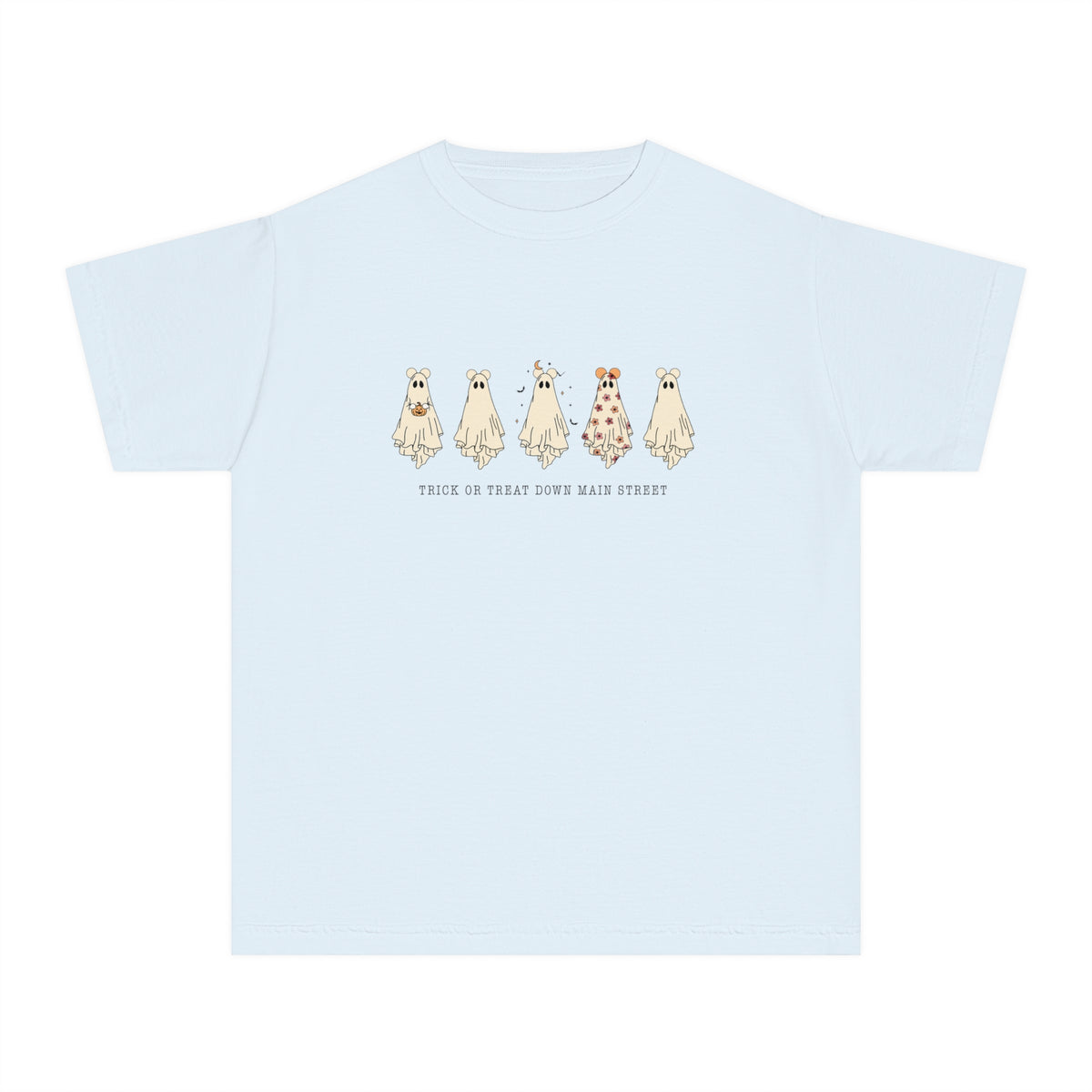 Trick or Treat Down Main Street Comfort Colors Youth Midweight Tee
