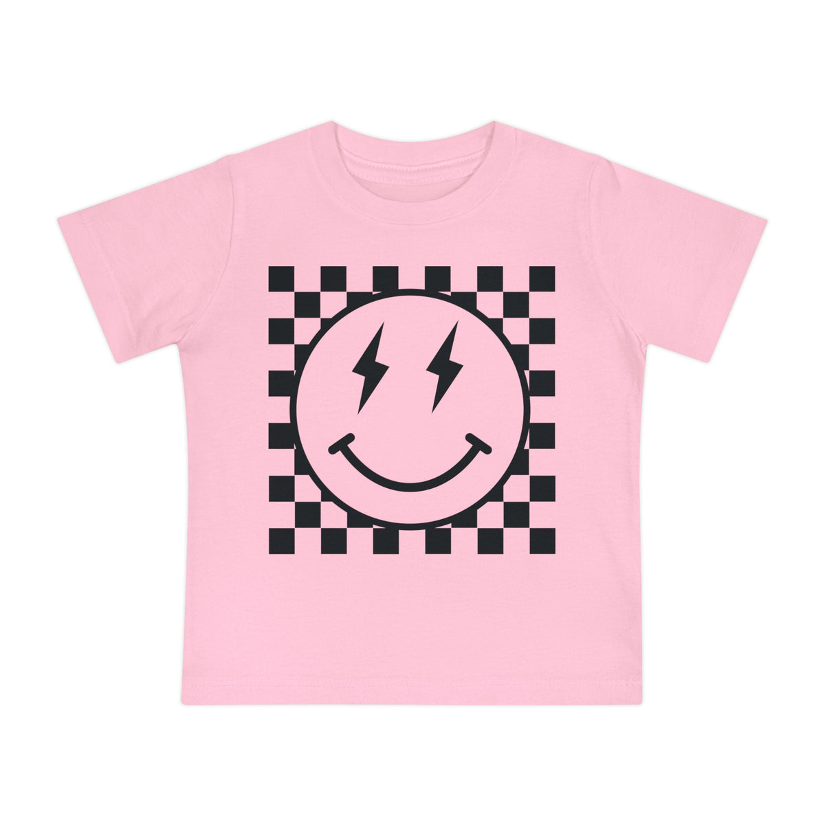 Retro Checkered Smile Bella Canvas Baby Short Sleeve T-Shirt