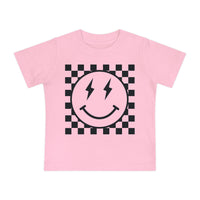 Retro Checkered Smile Bella Canvas Baby Short Sleeve T-Shirt