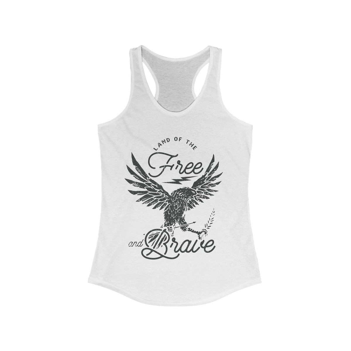 Land of the Free and Brave Women's Next Level Ideal Racerback Tank