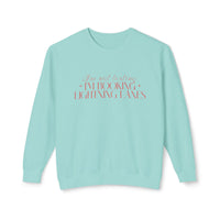 I'm Not Texting I'm Booking Lightning Lanes Unisex Lightweight Comfort Colors Crewneck Sweatshirt