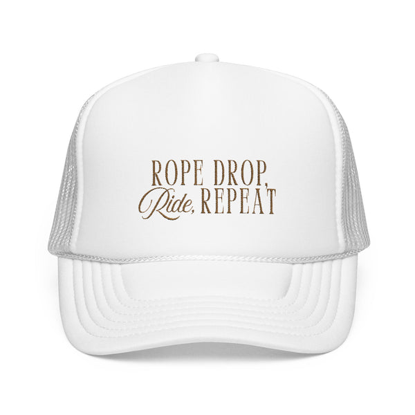 Rope Drop Ride Repeat Foam Trucker Hat - Perfect for Theme Park Lovers