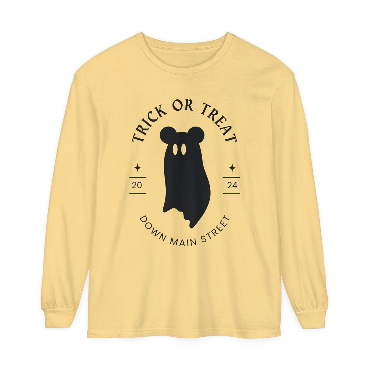 Trick or Treat Down Main Street Comfort Colors Unisex Garment-dyed Long Sleeve T-Shirt