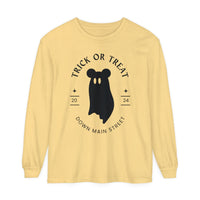 Trick or Treat Down Main Street Comfort Colors Unisex Garment-dyed Long Sleeve T-Shirt