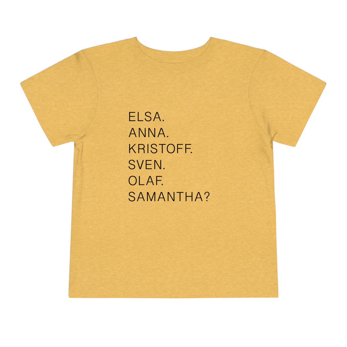 Frozen Character Names Bella Canvas Toddler Short Sleeve Tee