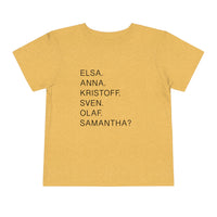 Frozen Character Names Bella Canvas Toddler Short Sleeve Tee