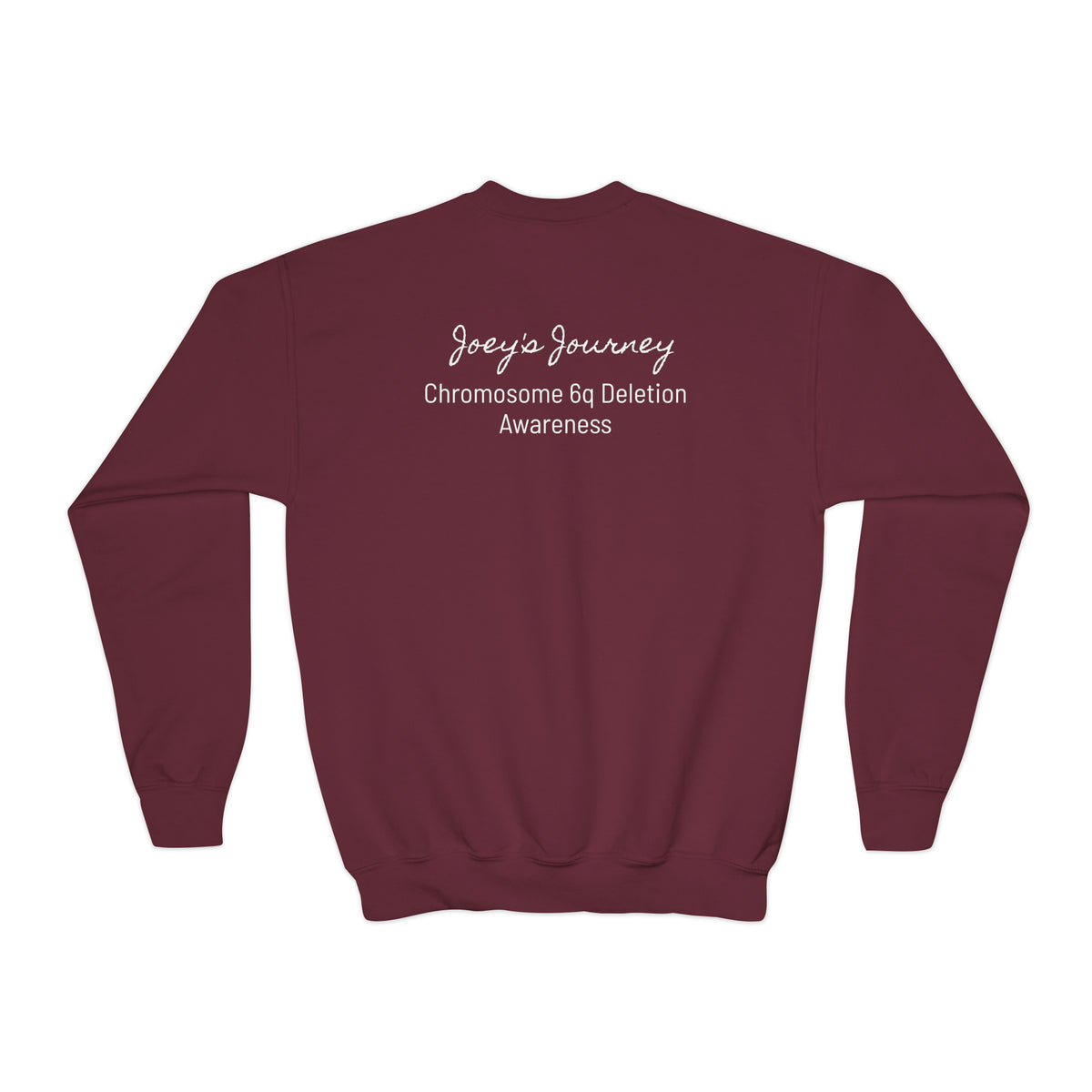 Joey's Journey Chromosome 6q Deletion Awareness Gildan Youth Crewneck Sweatshirt