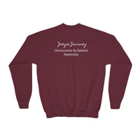 Joey's Journey Chromosome 6q Deletion Awareness Gildan Youth Crewneck Sweatshirt