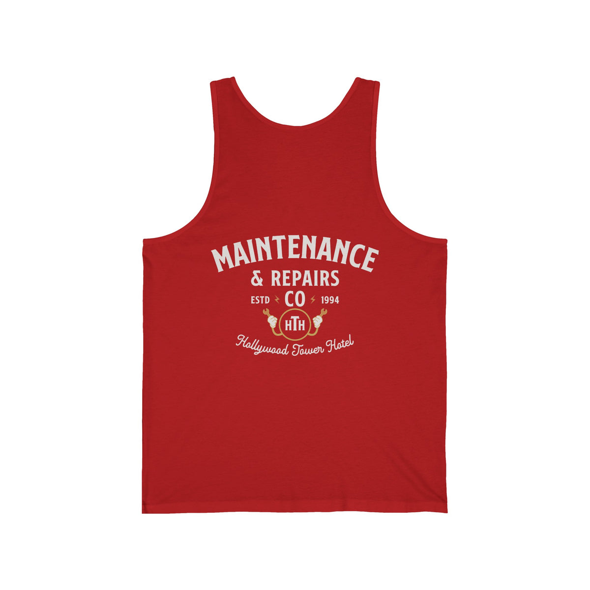 Hollywood Tower Hotel Maintenance & Repairs Bella Canvas Unisex Jersey Tank