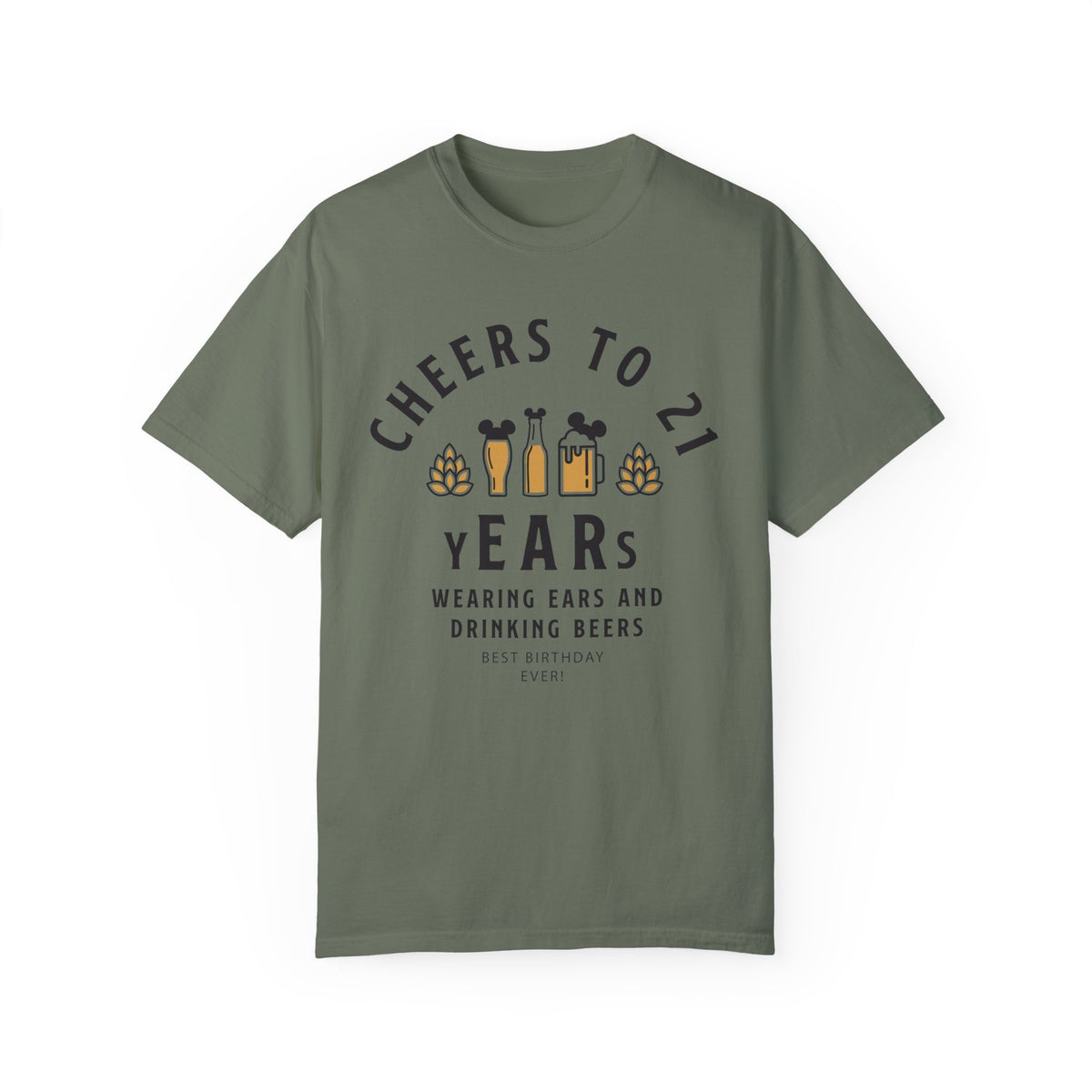 Cheers to 21 Years and Wearing Ears Comfort Colors Unisex Garment-Dyed T-shirt