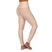 Pink Striped High Waisted Yoga Leggings (AOP)