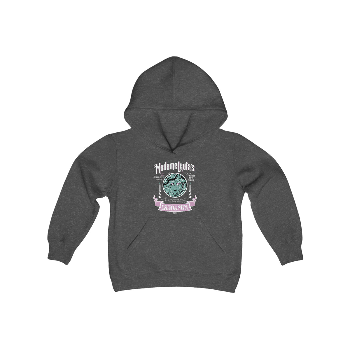 Madame Leota’s Laudanum Teal Gildan Youth Heavy Blend Hooded Sweatshirt