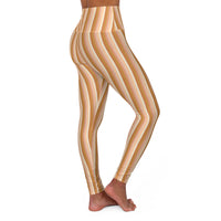 Neutral Striped High Waisted Yoga Leggings (AOP)