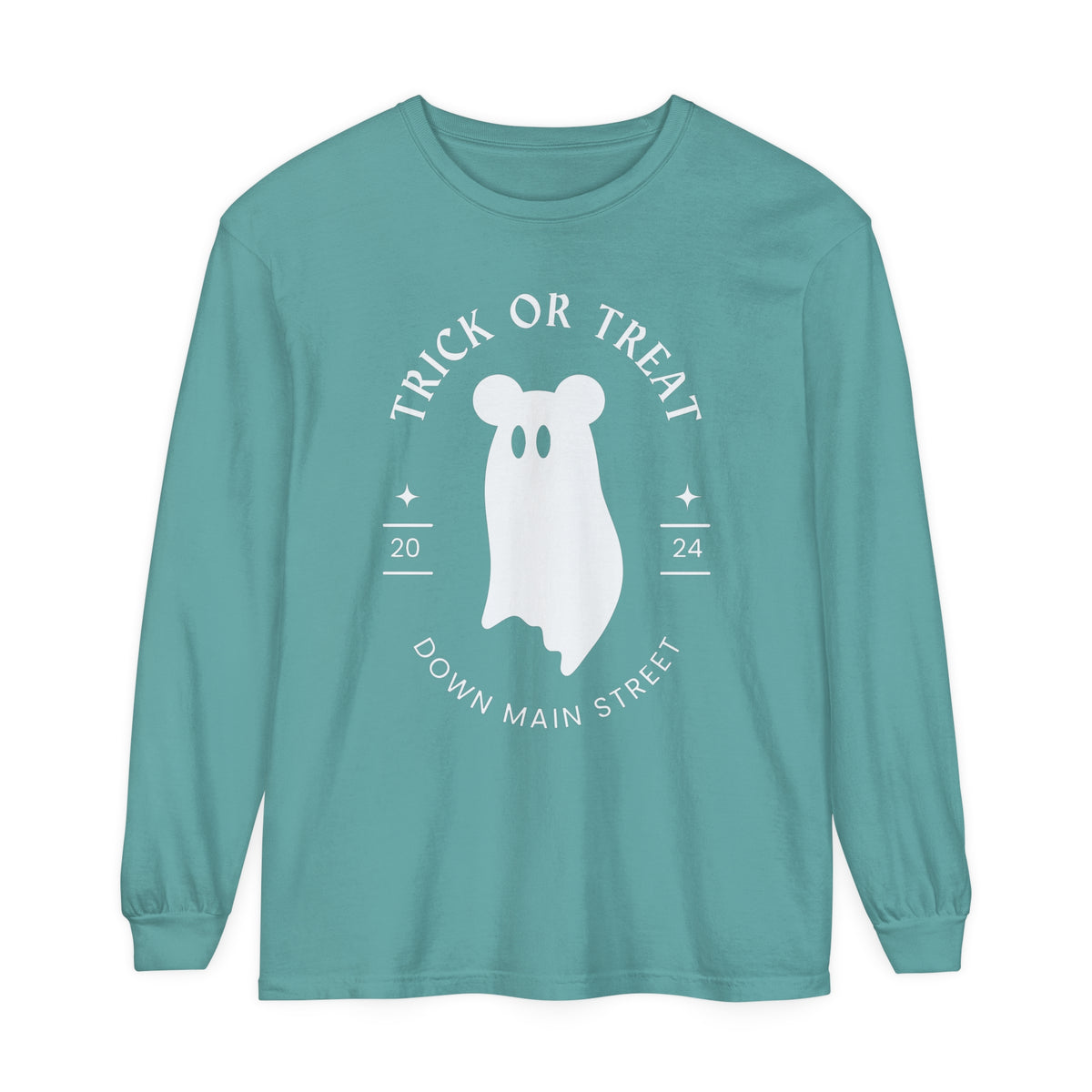 Trick or Treat Down Main Street Comfort Colors Unisex Garment-dyed Long Sleeve T-Shirt