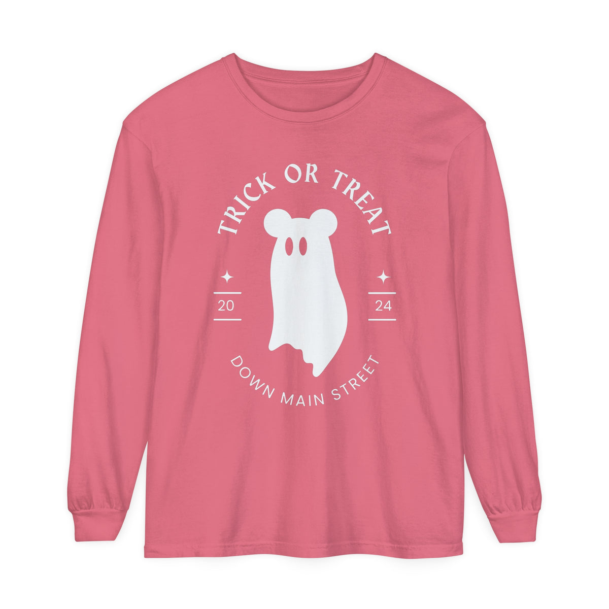 Trick or Treat Down Main Street Comfort Colors Unisex Garment-dyed Long Sleeve T-Shirt