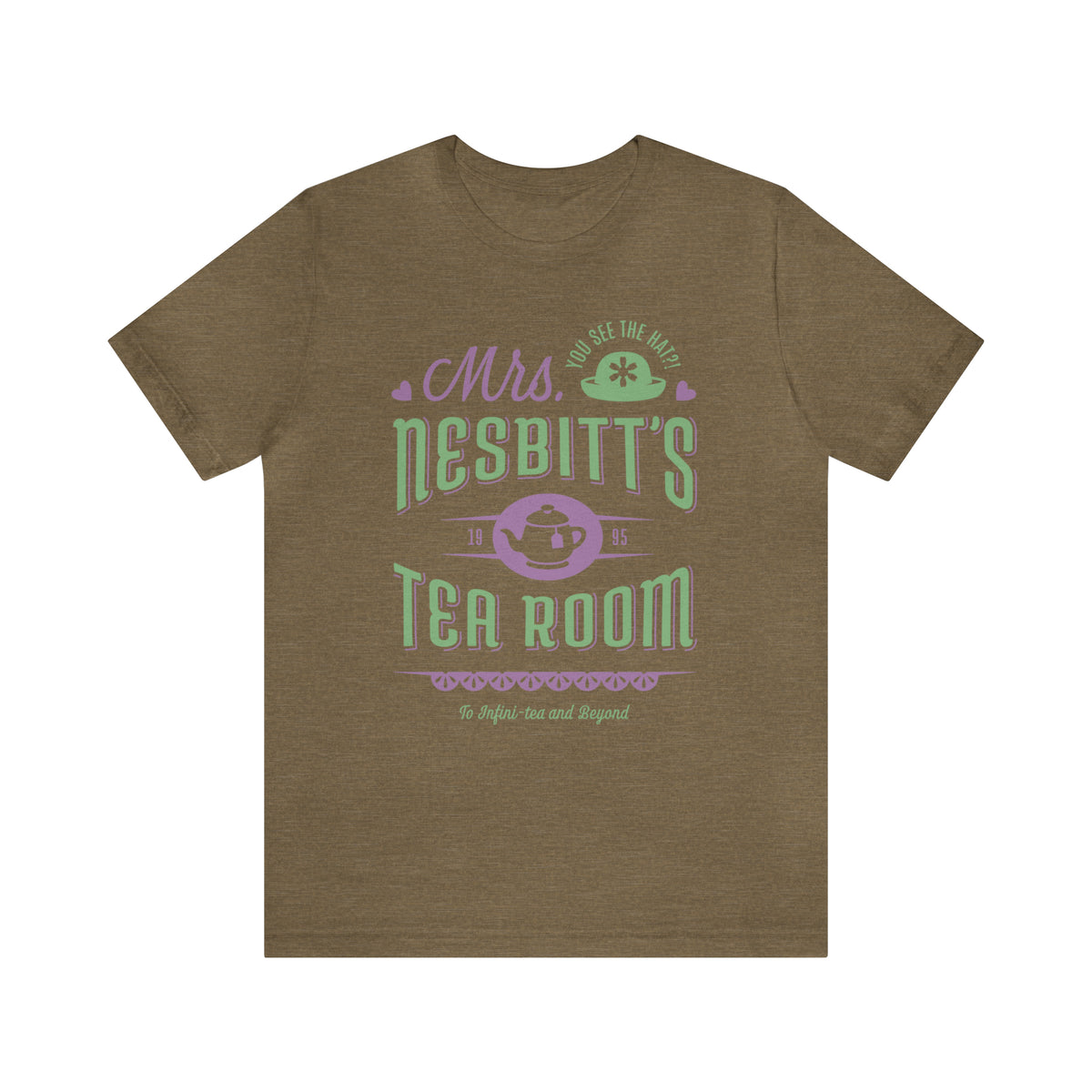 Mrs. Nesbitt’s Tea House Mint & Lavender Bella Canvas Unisex Jersey Short Sleeve Tee