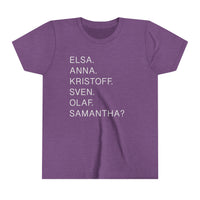 Frozen Character Names Bella Canvas Youth Short Sleeve Tee