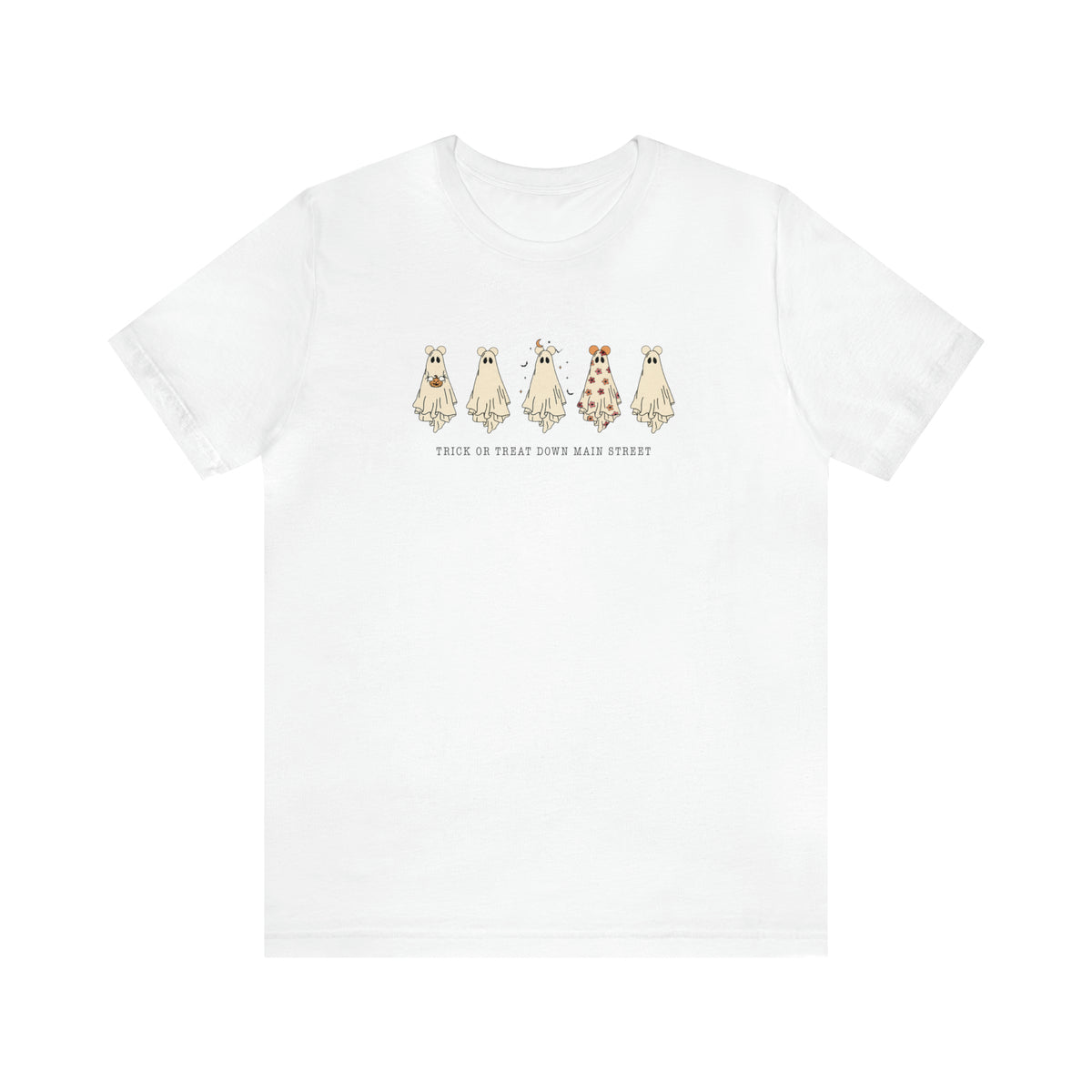 Trick or Treat Down Main Street Unisex Jersey Short Sleeve Tee