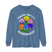 Maybe She’s A Wildflower Comfort Colors Unisex Garment-dyed Long Sleeve T-Shirt