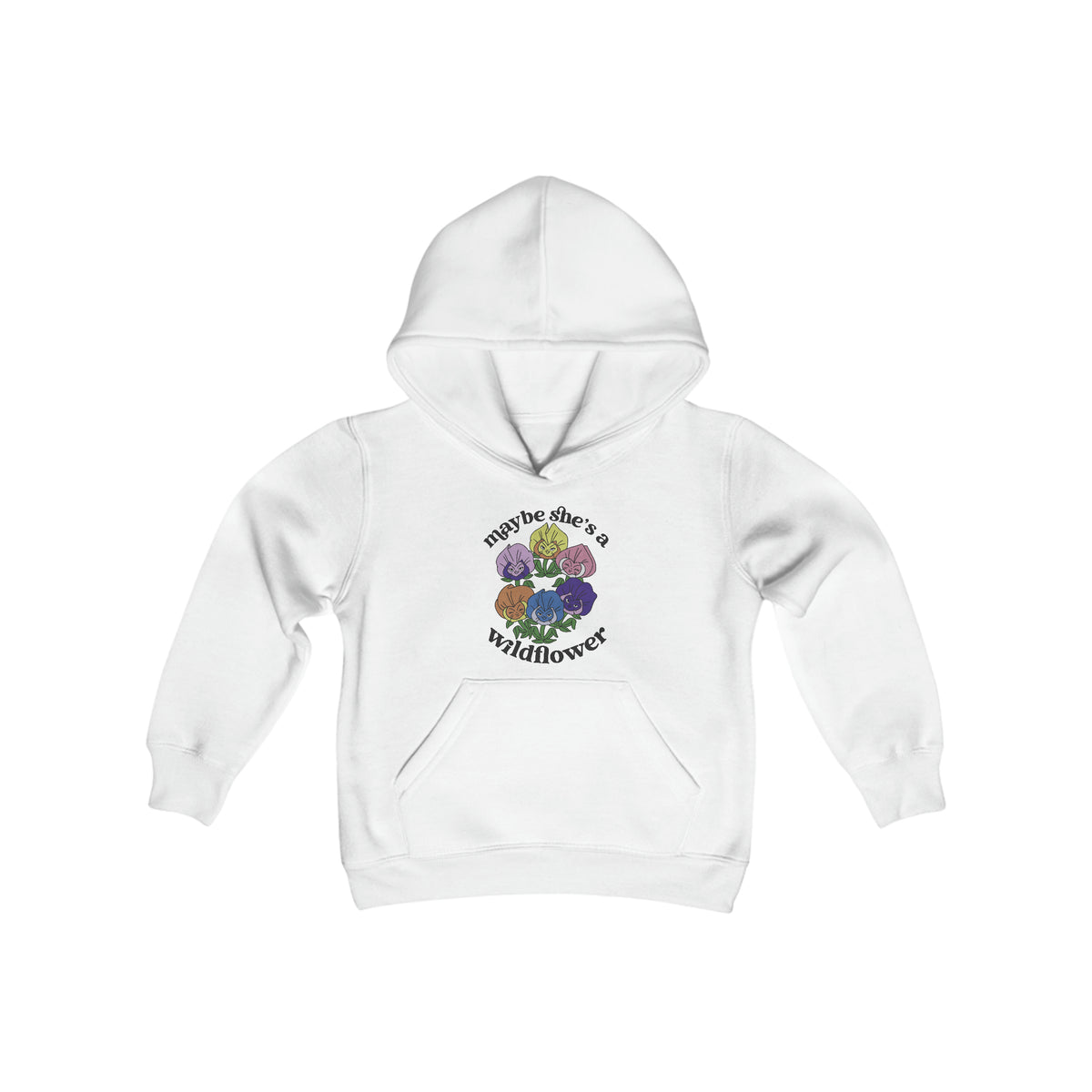 Maybe She’s A Wildflower Gildan Youth Heavy Blend Hooded Sweatshirt
