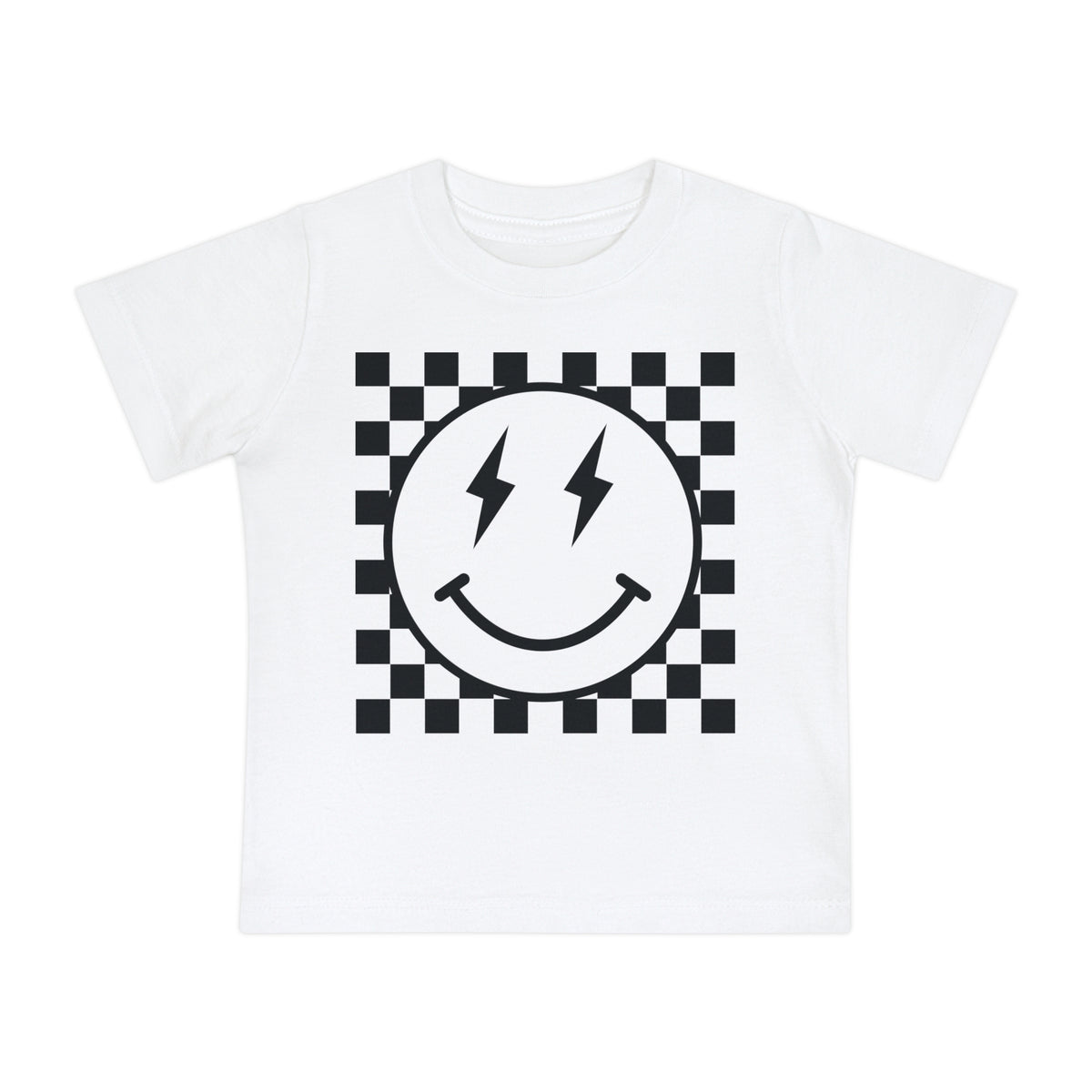 Retro Checkered Smile Bella Canvas Baby Short Sleeve T-Shirt