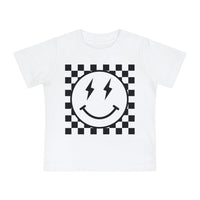 Retro Checkered Smile Bella Canvas Baby Short Sleeve T-Shirt